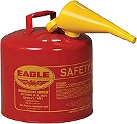 Eagle 5 Gallon Type I Red Safety Gas Can - Galvanized Steel, Flame Arrester, Self-Closing Lid, F-15 Funnel, Made in USA UI50FS