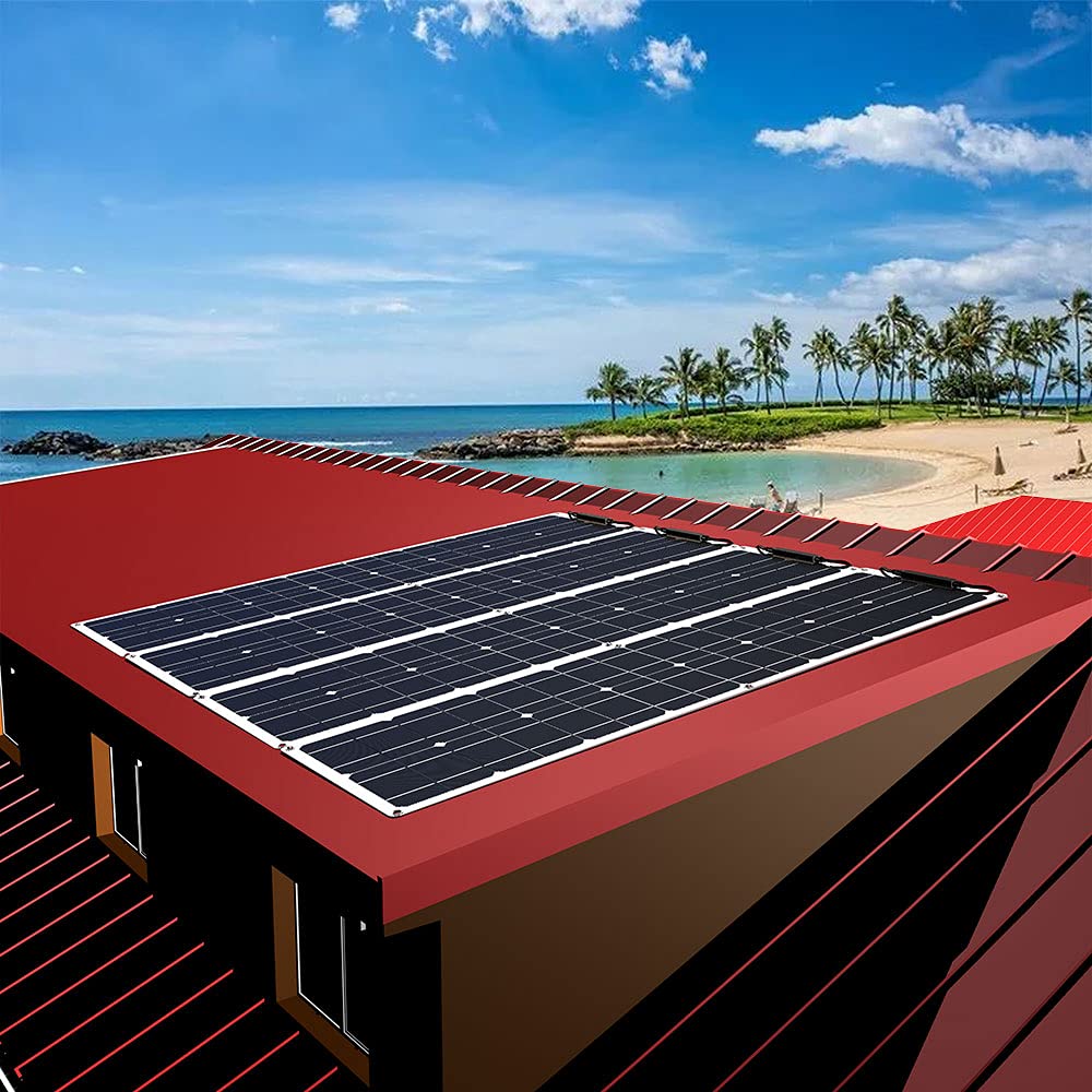 Pannello solare flessibile 200 W 12 V monocristallino caricatore solare impermeabile e ultra sottile per camper, barche, abitazioni e superfici irregolari (50 W x 4)
