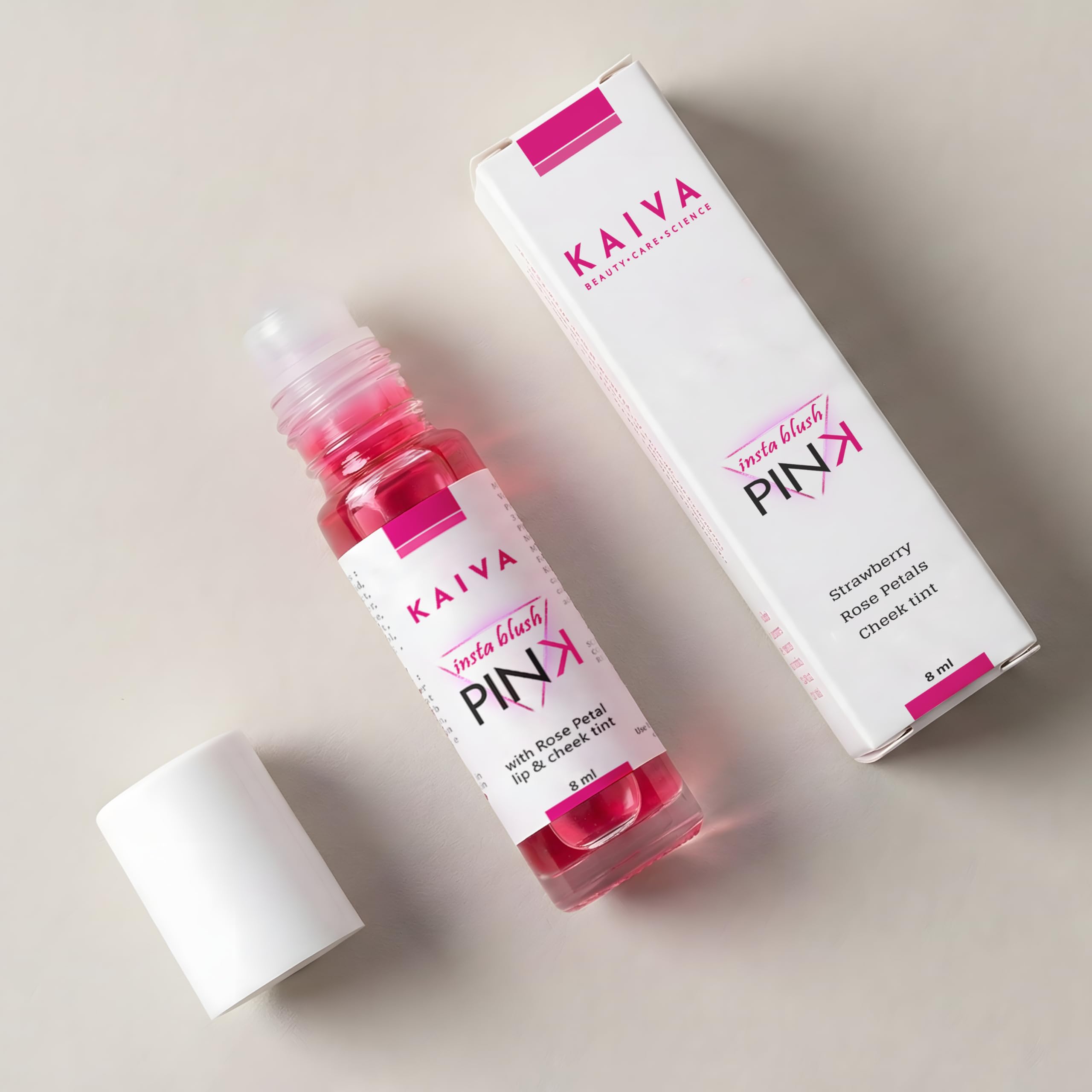 Rose Petal Roll-On Tint | Water-Based Lip & Cheek Tint | Natural Rose Extract | Lightweight & Buildable Colour | For All Skin Types | 8 ml