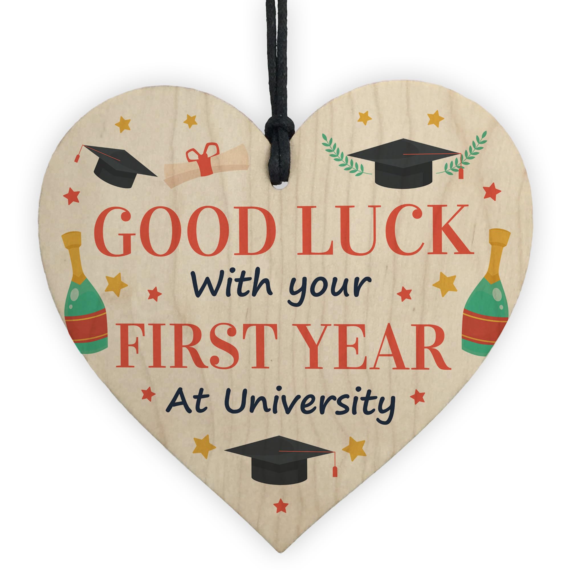 Red Ocean Good Luck First Year of University, Uni For Son Daughter, Good Luck With University, Back To Uni, Univeristy, Wooden Heart Keepsake