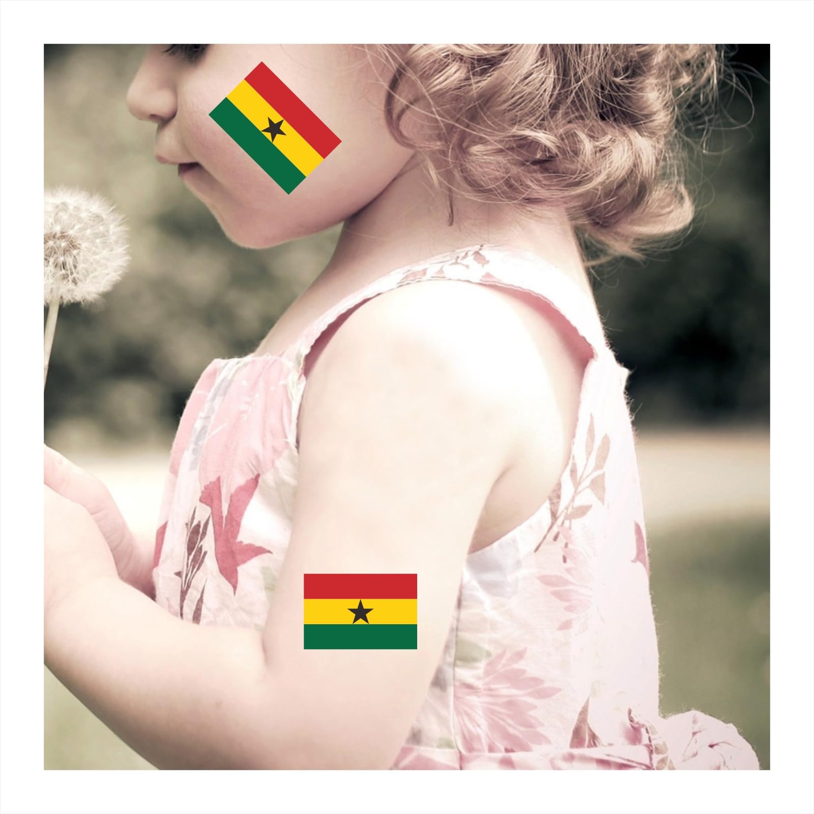 Womaha 30 Sheets Ghana Flag Temporary Tattoos for Kids Adults Fans Fake Face Tattoo Stickers, Red Yellow Green - Image 4