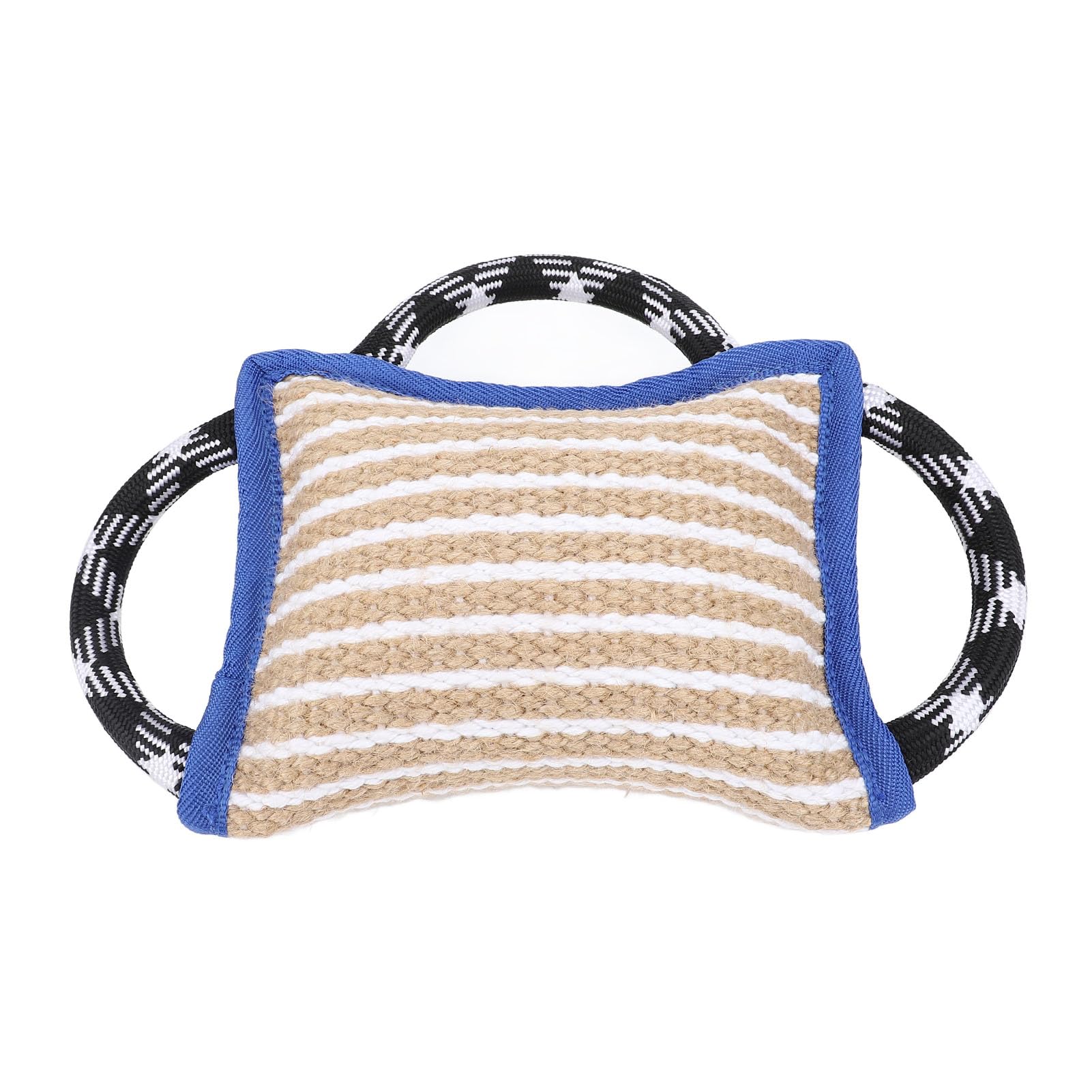 Cojín mordedor con 3 Asas Fuertes, Juguete de Tira para morder de Yute Resistente a los Rasgados para Perros Adultos, Almohada de Entrenamiento Interactivo para Masticar y Jugar a (Azul)