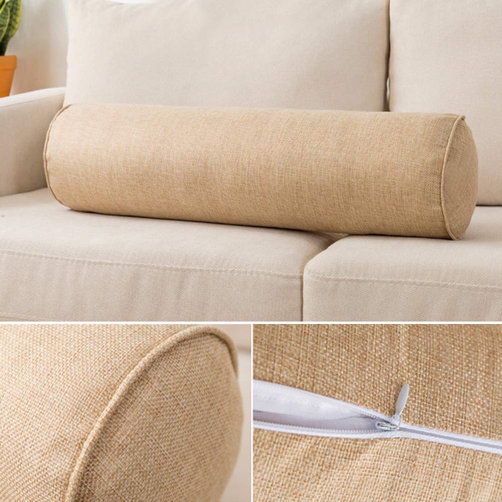 EN AyuL Hoofdnekkussen, rond rolkussen, linnen kussen, voor bed, slaapbank, armleuning, lendensteunkussen (rond-15 x 55 cm, marineblauw