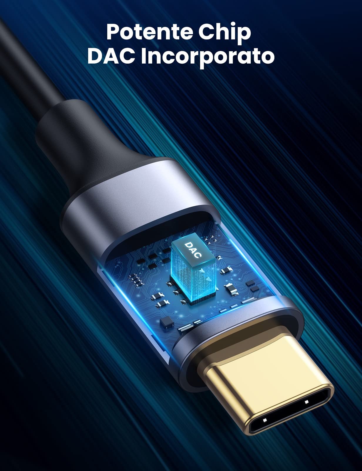 UGREEN Cavo USB C a 2 RCA Maschio con DAC Chip Tipo C a 2RCA Cable Audio per Galaxy Huawei Xiaomi Laptop (1.5M)