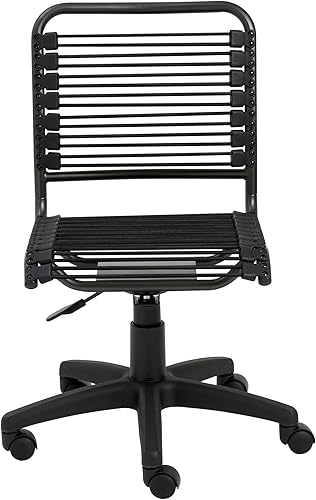 Eurø Style Bungie Silla de oficina ajustable con respaldo bajo, color negro con marco negro grafito