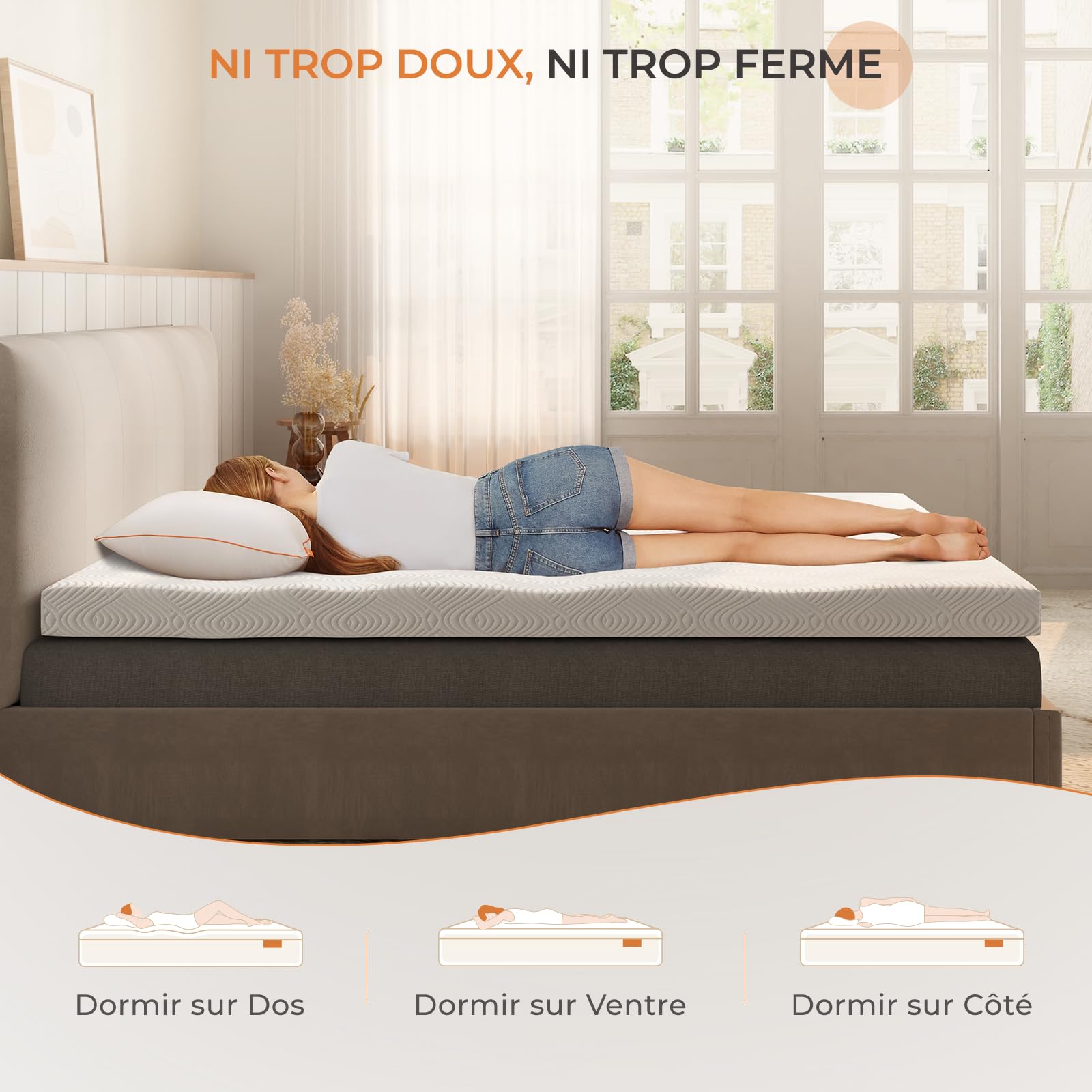 Sweetnight Surmatelas 90x190x10cm en Mousse à Mémoire de Forme de Gel - Matelas 1 Personne Moelleux, Cohésion, Blanc