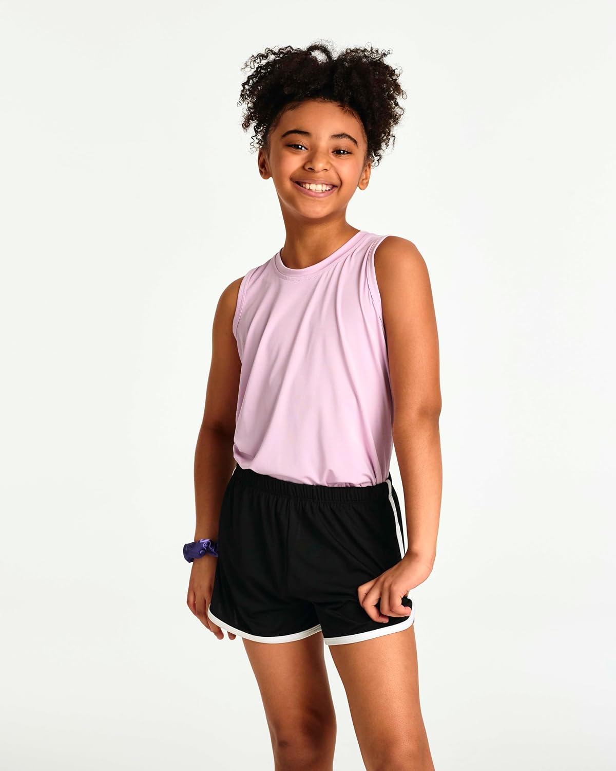 Real Essentials 5 Pack: Girls' Dry-Fit Athletic Dolphin Shorts for Youth Kids Teens Running Gym Sports (Ages 4-16)