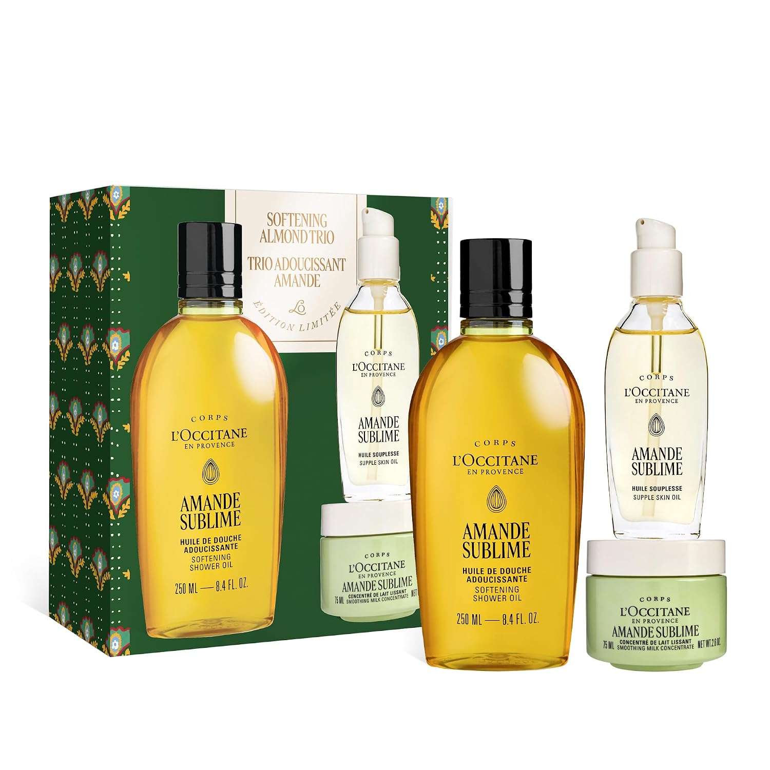 L'OCCITANE SOFTENING ALMOND TRIO - Cleanse, Moisturize & Nourish