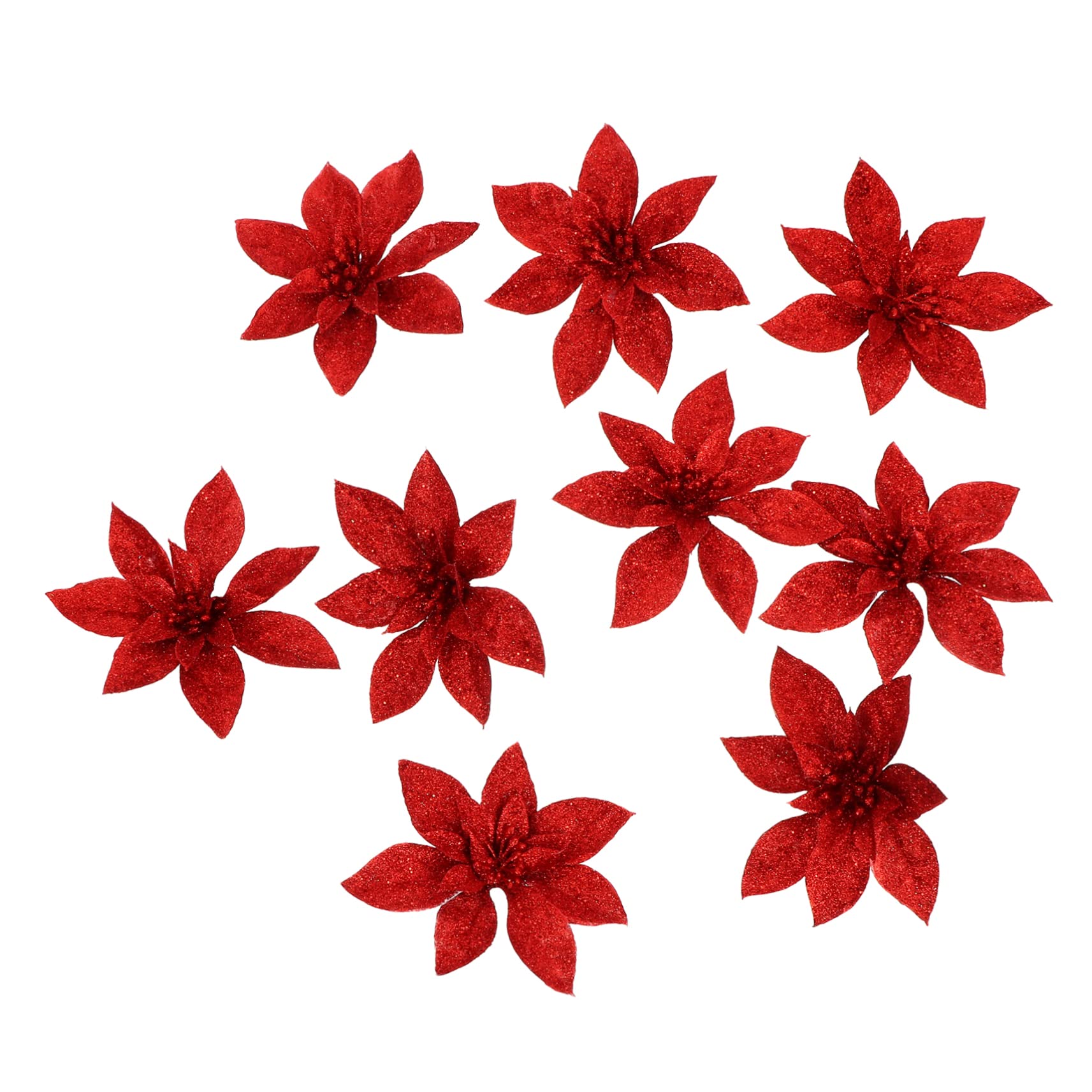 TOYANDONA 24 Pezzi Natale Poinsettia Fiori Glitter Fiori Artificiali di