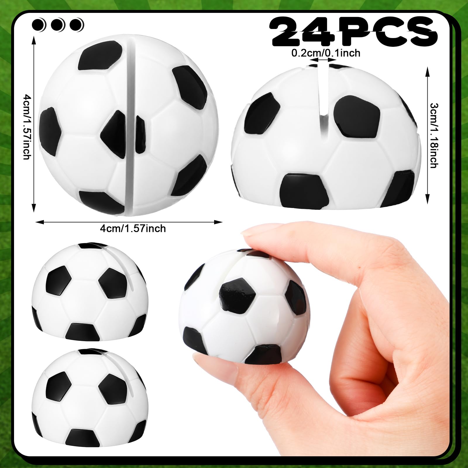 Leinuosen 24 pezzi Centrotavola in resina a forma di calcio, segnaposto, segnaposto, segnaposto, segnaposto, segnaposto, segnaposto, foto, per eventi sportivi, feste di nozze