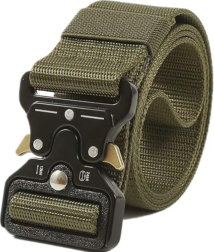 Cinturón táctico, estilo militar, correa de malla de malla resistente de liberación rápida, cinturón de hebilla de metal para hombres y mujeres