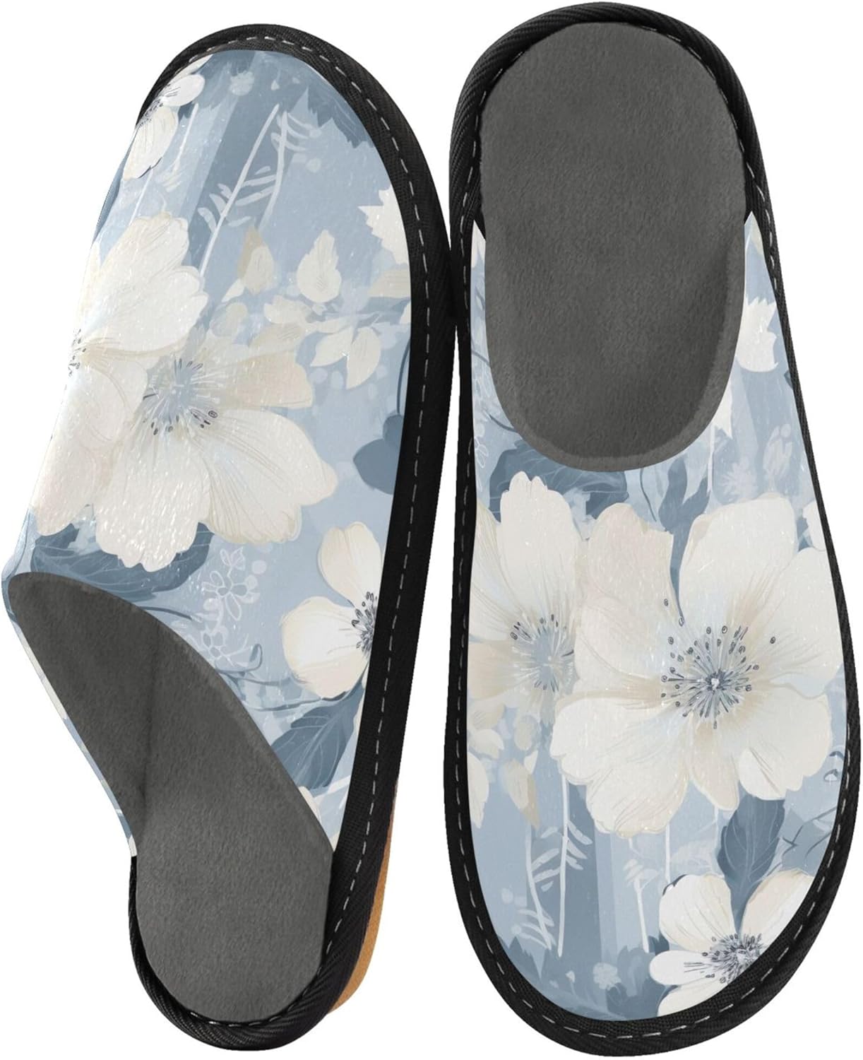Boho Garden Flower House Slippers – Cozy Fuzzy Slippers for Guests, Washable & Disposable, Perfect for Shoeless Home, Spa & Hotel Use A110681