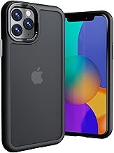 ONES 艶消し iPhone11ProMax ハードケース 【 強化レンズ保護、合金ボタン、エアバッグ 】● 米軍MIL規格 超耐衝撃 【 黒·衝撃吸収シリコンバンパー ✚ 半透明·マット感·強化PCガードボード 】 指紋防止 滑り止め 画面保護 すり傷防止 黄変防止 つや消し Qi充電 薄型 レコード盤風 高級 カバー