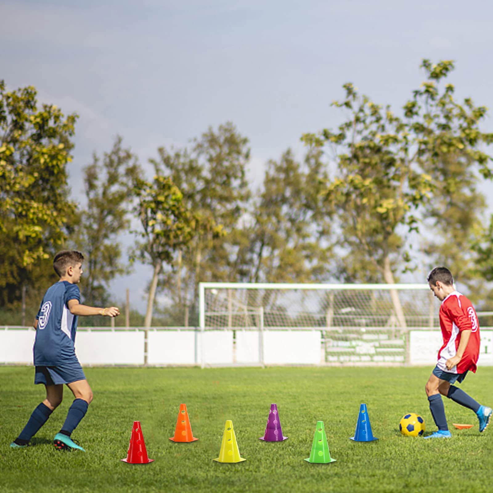 10Pcs Cônes d'Entraînement de Football 30cm/40cm Cone de Signalisation avec Hauteur,Plots de Marquage Cône avec Sac de Transport,pour Football,Sport,Sport équestre et entraînement
