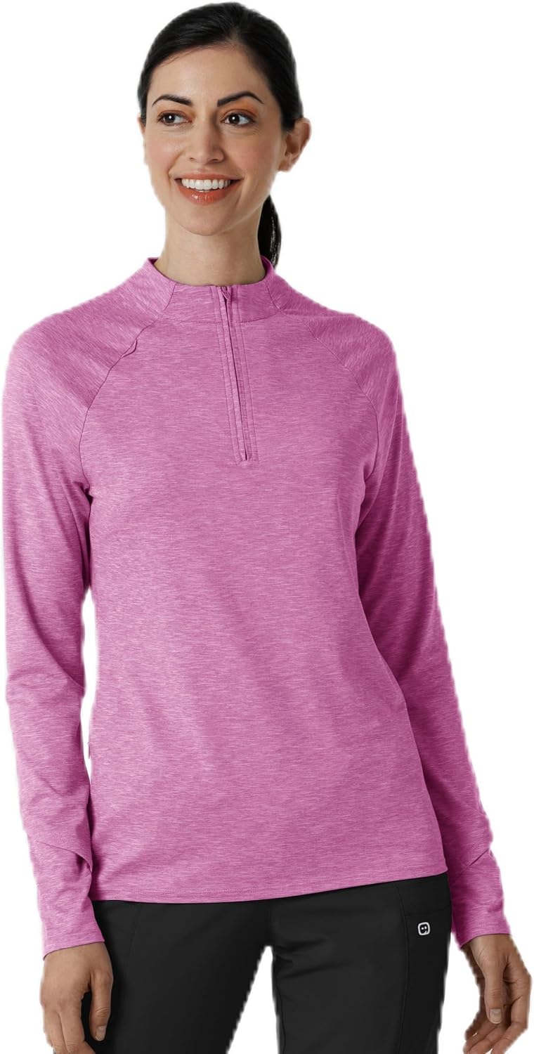 WINK Layers Women's Watch Window Quarter Zip Scrub Top
