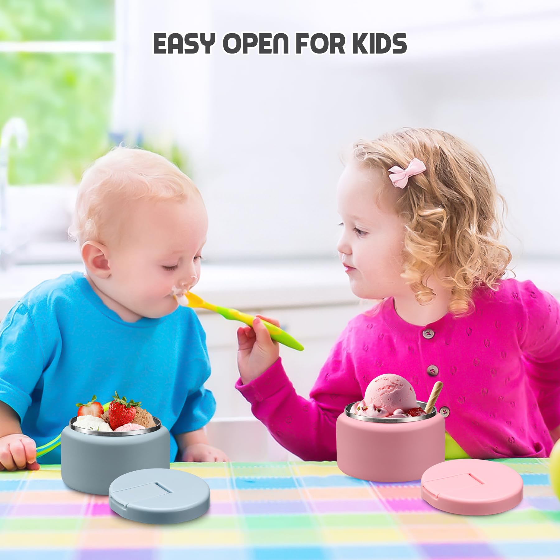 Itslife Thermo per Alimenti 400ml con Coperchio a Fibbia, Contenitore Termico Bambini di Acciaio Inossidabile, Portavivande Termico per Picnic, Scuola e Ufficio, Rosa