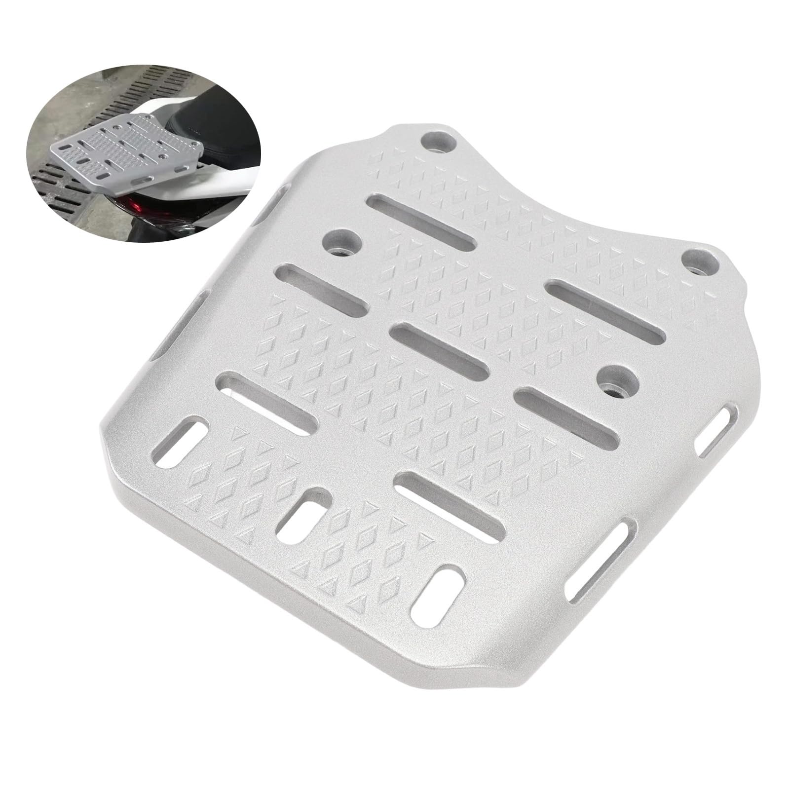 Motorrad-Gepäckträger für PCX 125 150 160 2014–2024, CNC-Aluminiumlegierung für PCX 125 150 160 2014–2024, Hintere Gepäckträger-Halterung, Zusätzlicher Stauraum (Silver)