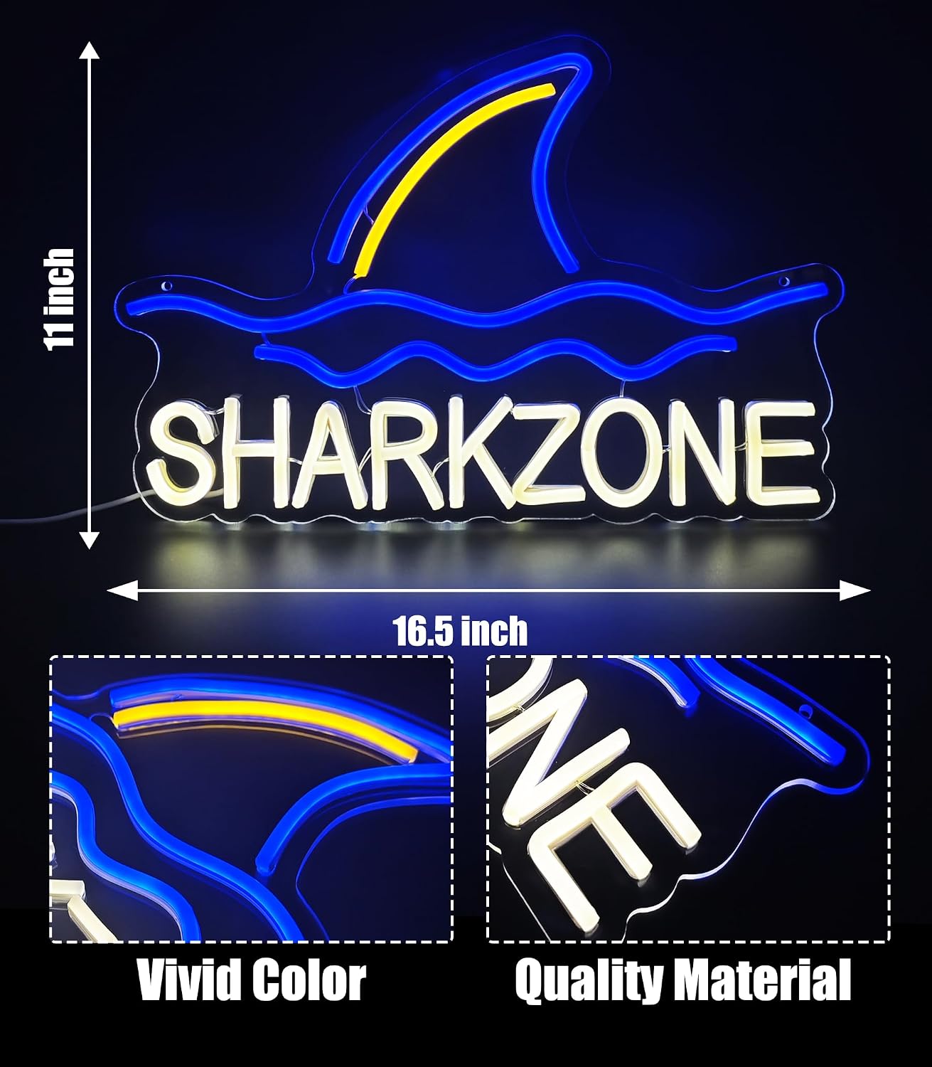 SHARKZONE Neon Sign Led Wall Decor Man Cave Neon Light Up Signs Wall Art for Home Room Bar Bedroom USB Powered 16.5"x11" image 3