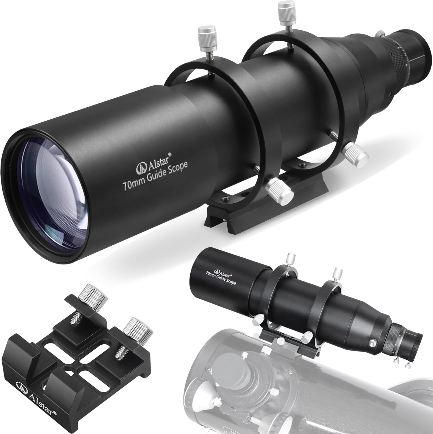 Alstar 70mm Compact Deluxe Finderscope - Bundle with - Universal Dovetail Base