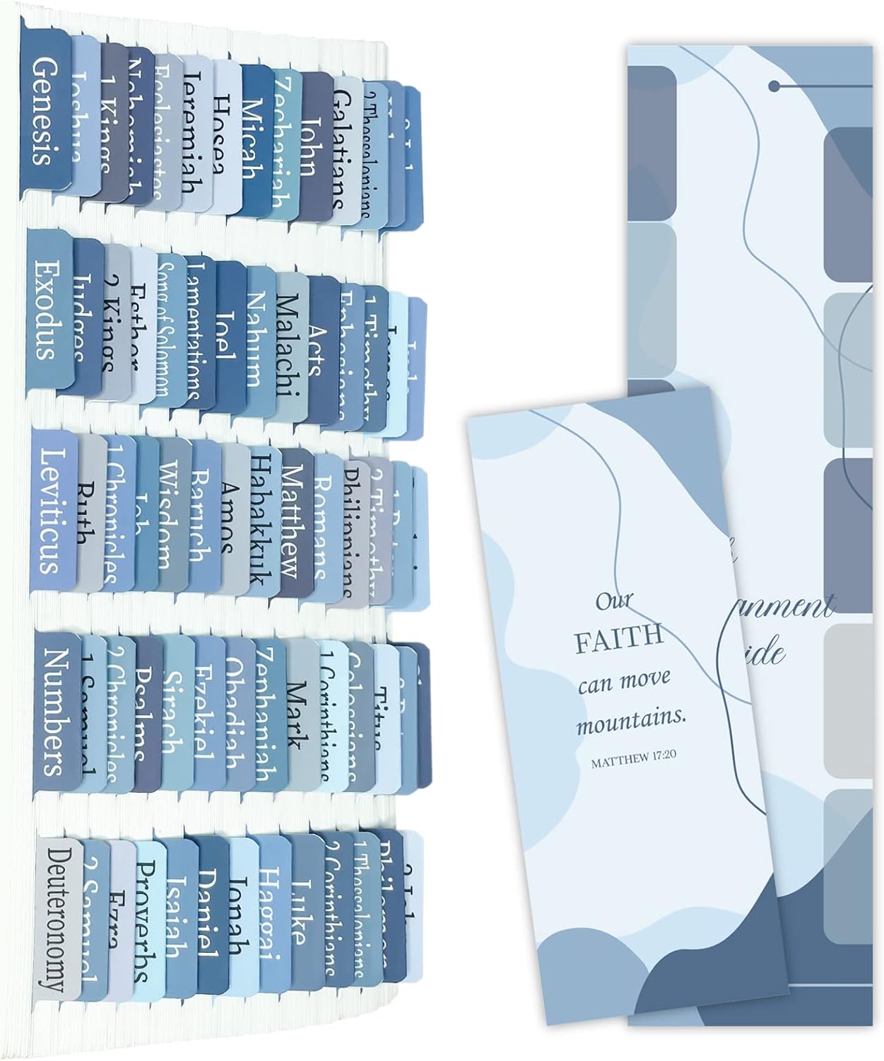 Earthy Blue Bible Tabs for Men/Women/Kids, Laminated Catholic Bible
