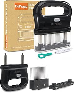 DePango Meat Tenderizer, Meat Tenderizer Needle with Heavy-Duty Stainless Steel 48 Blades for Tenderizing Steak/Chicken Breast/Pork Chops/Beef Brisket, Detachable for Cleaning, Dishwasher Safe (Large)