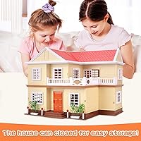 Vista 5 de Set de casa de cabaña familiar acogedora, casa de muñecas con muebles y accesorios, casas de muñecas de estilo cabaña para jugar, DIY