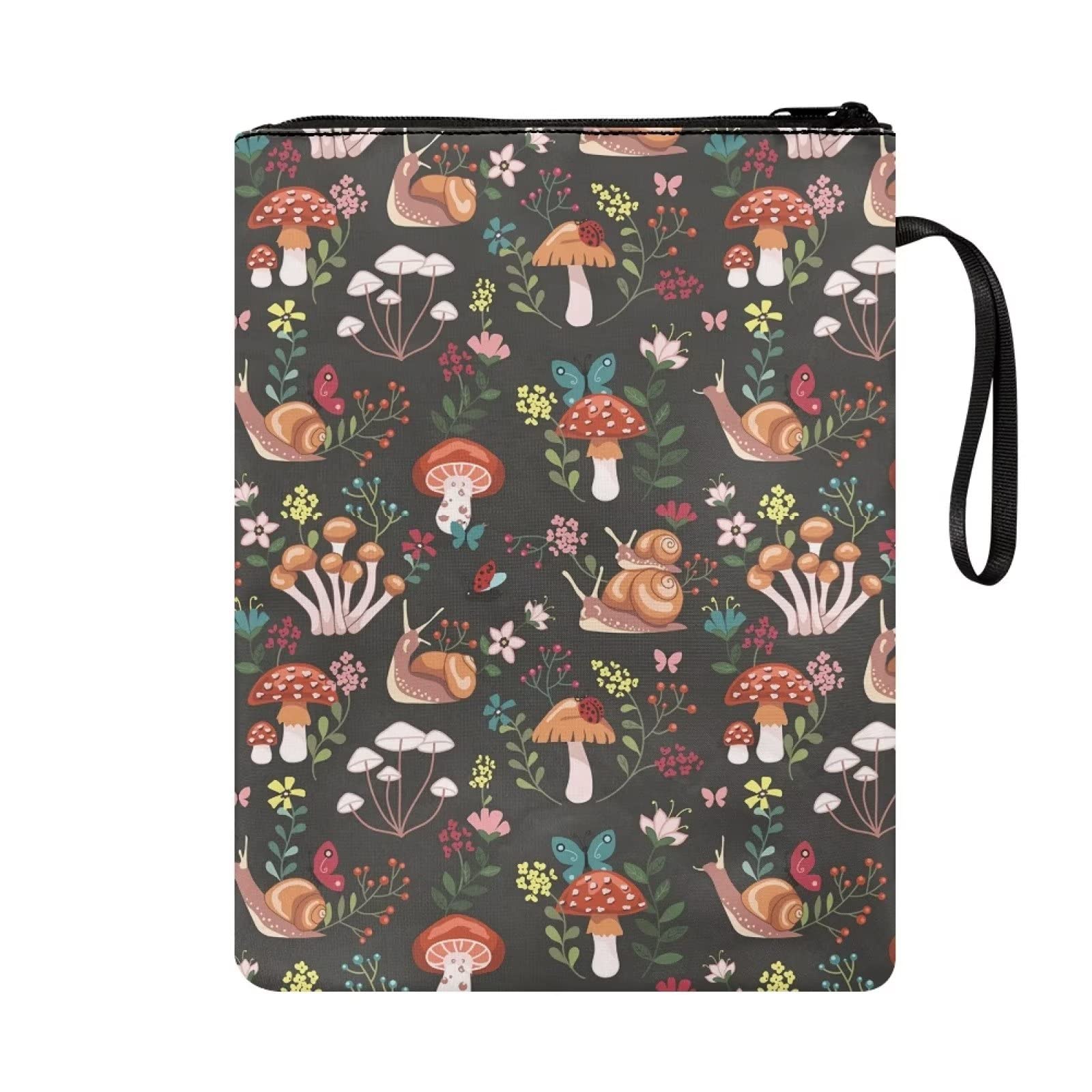 Poceacles Book Covers for Hardcover Snail Mushrooms Flowers Printed Paperback Book Sleeve Protector Bible Bag Zipper Storage Pouch Purse for Women Men - Image 2