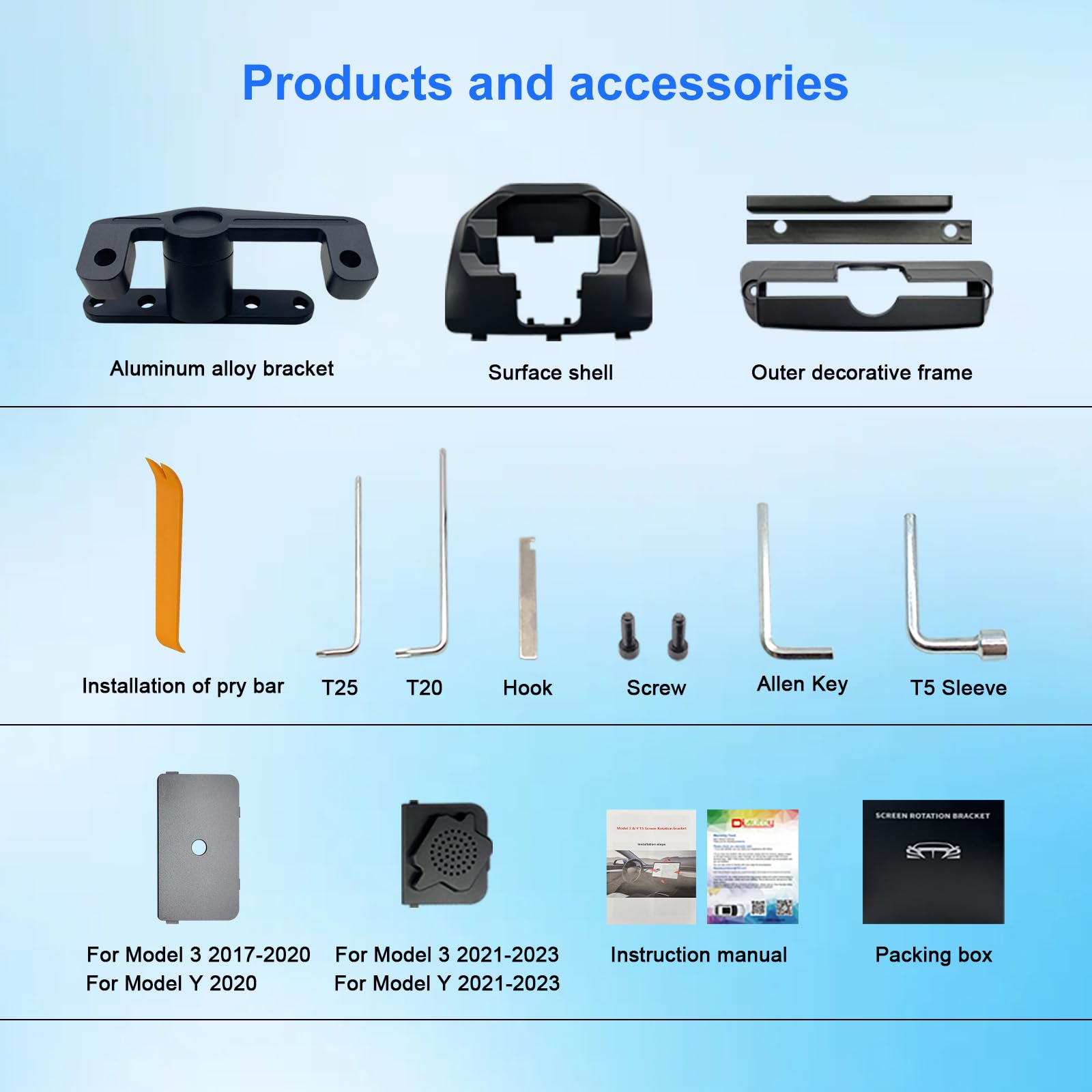 Screen Swivel Mount for Tesla Model 3 2017-2023 and Tesla Model Y 2020-2023 Premium Aluminum Alloy Tesla Rotating Bracket 30°Left/Right 15° up/Down Flexible Mobility in Four Directions Accessories