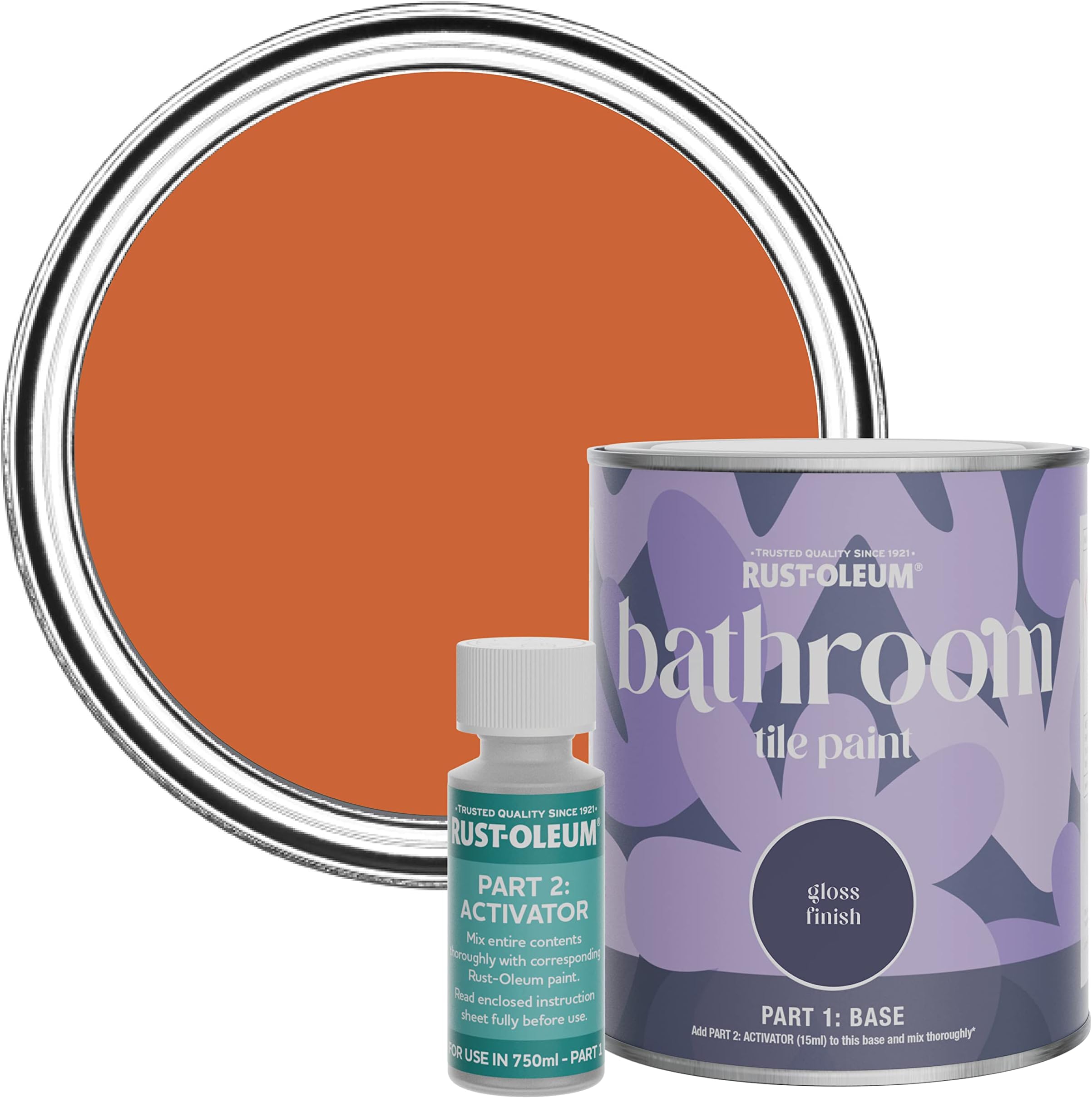 Rust-OleumOrange Water-Resistant Bathroom Tile Paint in Gloss Finish - Tiger Tea 750ml