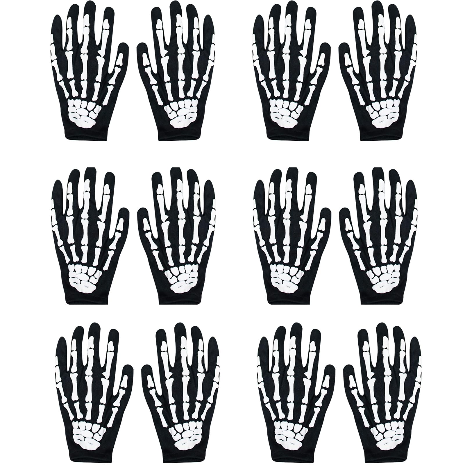 AUFIKR White Skeleton Gloves Halloween Skeleton Gloves Ghost Bones Cosplay Costumes for Kids Boys Girs Halloween Dance Costume Party