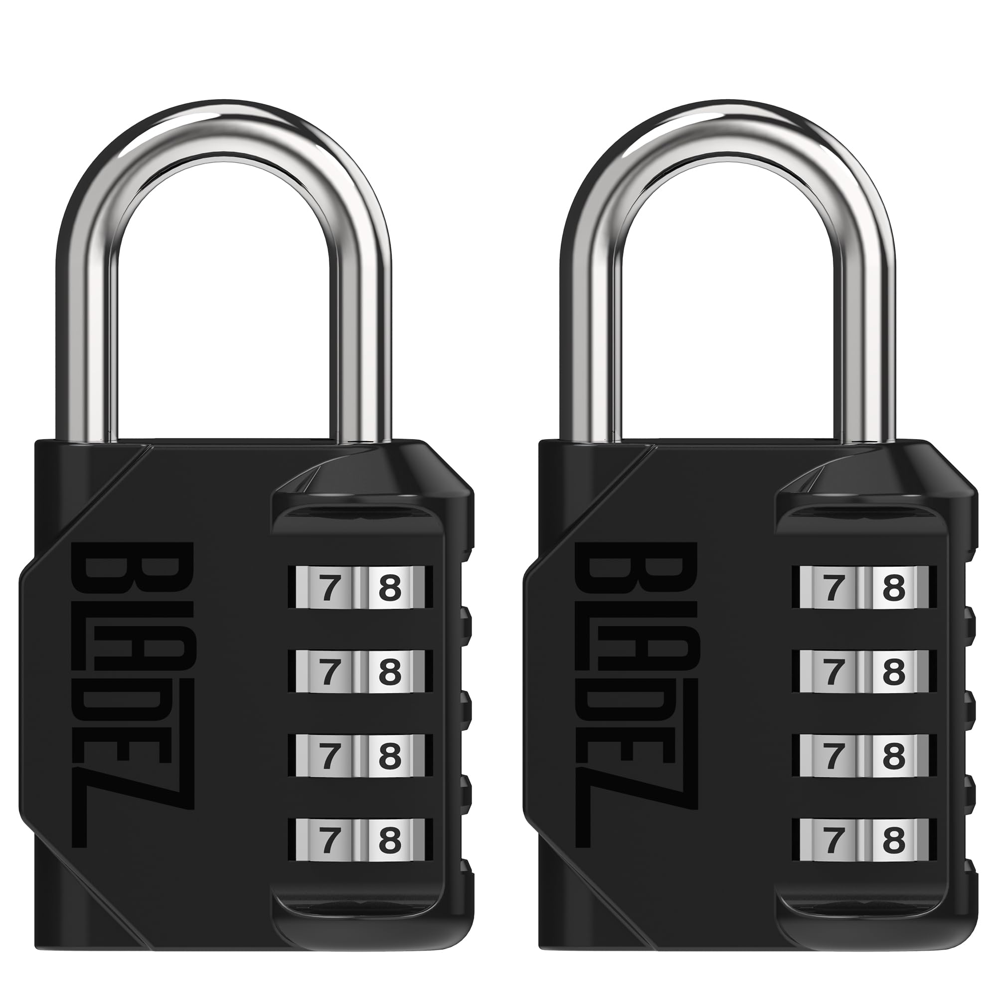 Bladez Combination Padlock with Code, Heavy Duty 4 Digit Pad Locks with Code, Weatherproof & Rust Resistant Locker Padlocks for Gym, School, Shed, Toolbox, Storage & Gate Pack of 2 Black & Black