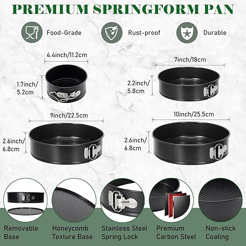 Miniatura 2 de Tellshun Molde desmontable de 4 pulgadas para hornear, redondo, a prueba de fugas, antiadherente, extraíble, para mini tartas de queso, pizza y