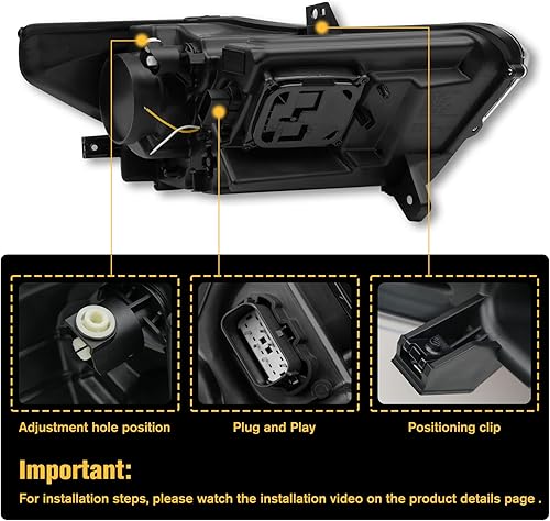 Miniatura 8 de LED Mustang Projector Headlight Assembly, OEM-Style Headlight with Amber Reflector, Headlight Assembly Compatible with Ford Mustang 2015 2016 2017