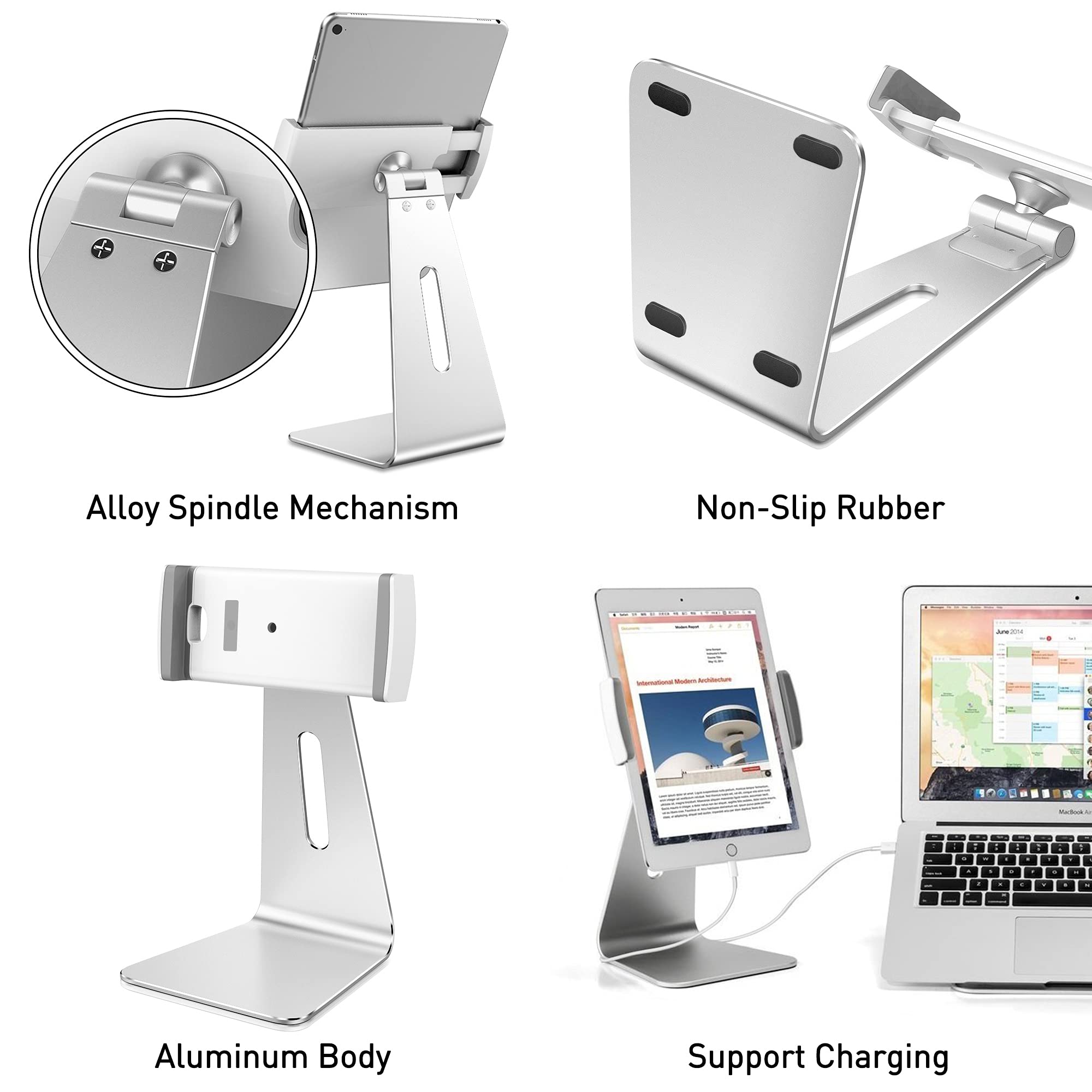 AboveTEK Elegant Tablet Stand, Aluminum iPad Stand Holder, Desktop Kiosk POS Stands for 7-15.6 inch iPad/Portable Monitor, Tablet Mount for Showcase Office Reception Countertop — Amazon image 9