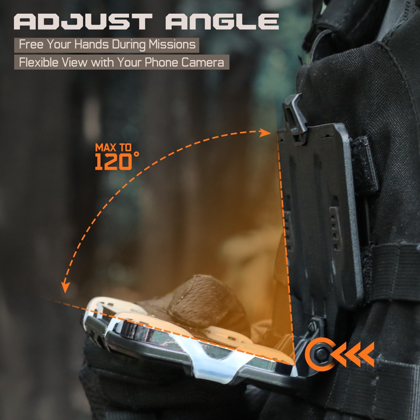 WYNEX Supporto tattico per cellulare con supporto per telefono Molle Vest Accessori per telefono cellulare Supporto per schermo da 4,7 a 6,7 pollici, nero