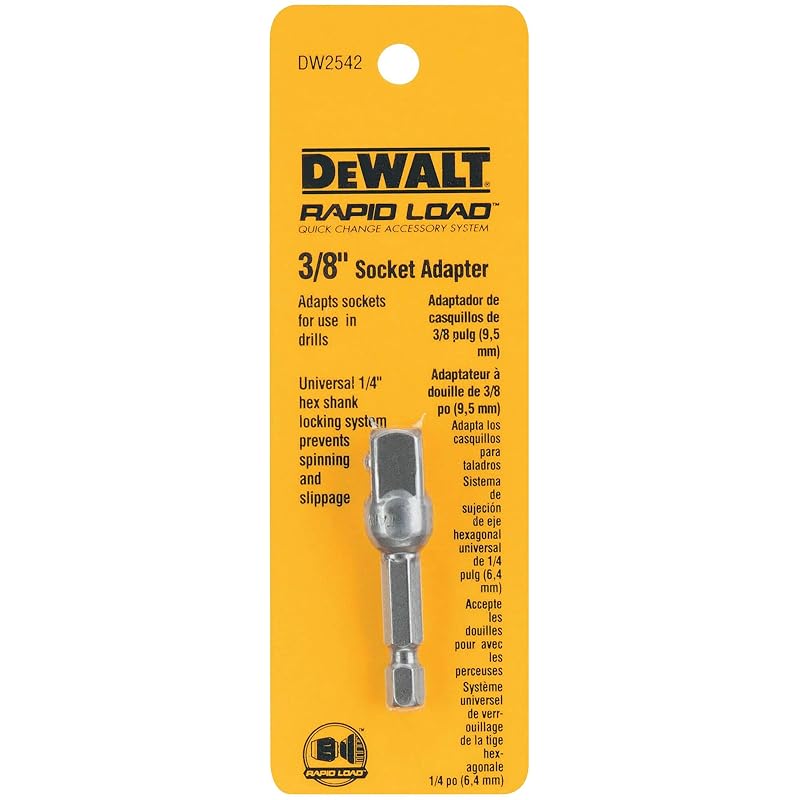 Adaptador DEWALT DW2542 de Haste Sextavada de 6,35 mm para Soquete de 9,53 mm, 1 peça