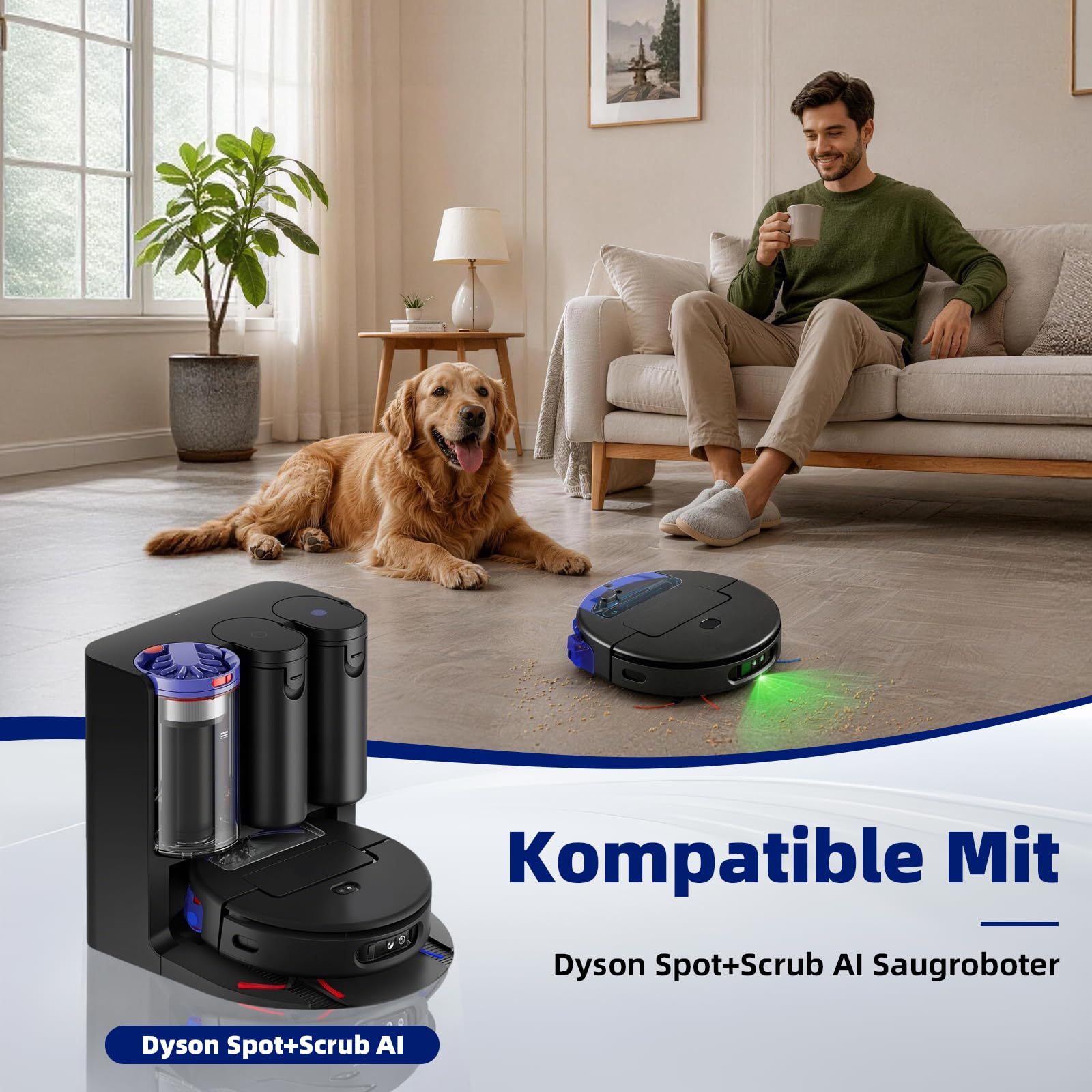 16 accesorios para robot aspirador Dyson Spot+Scrub AI | Con 1 cepillo principal, 2 fregonas, 6 filtros HEPA, 6 cepillos laterales, 1 cepillo de limpieza