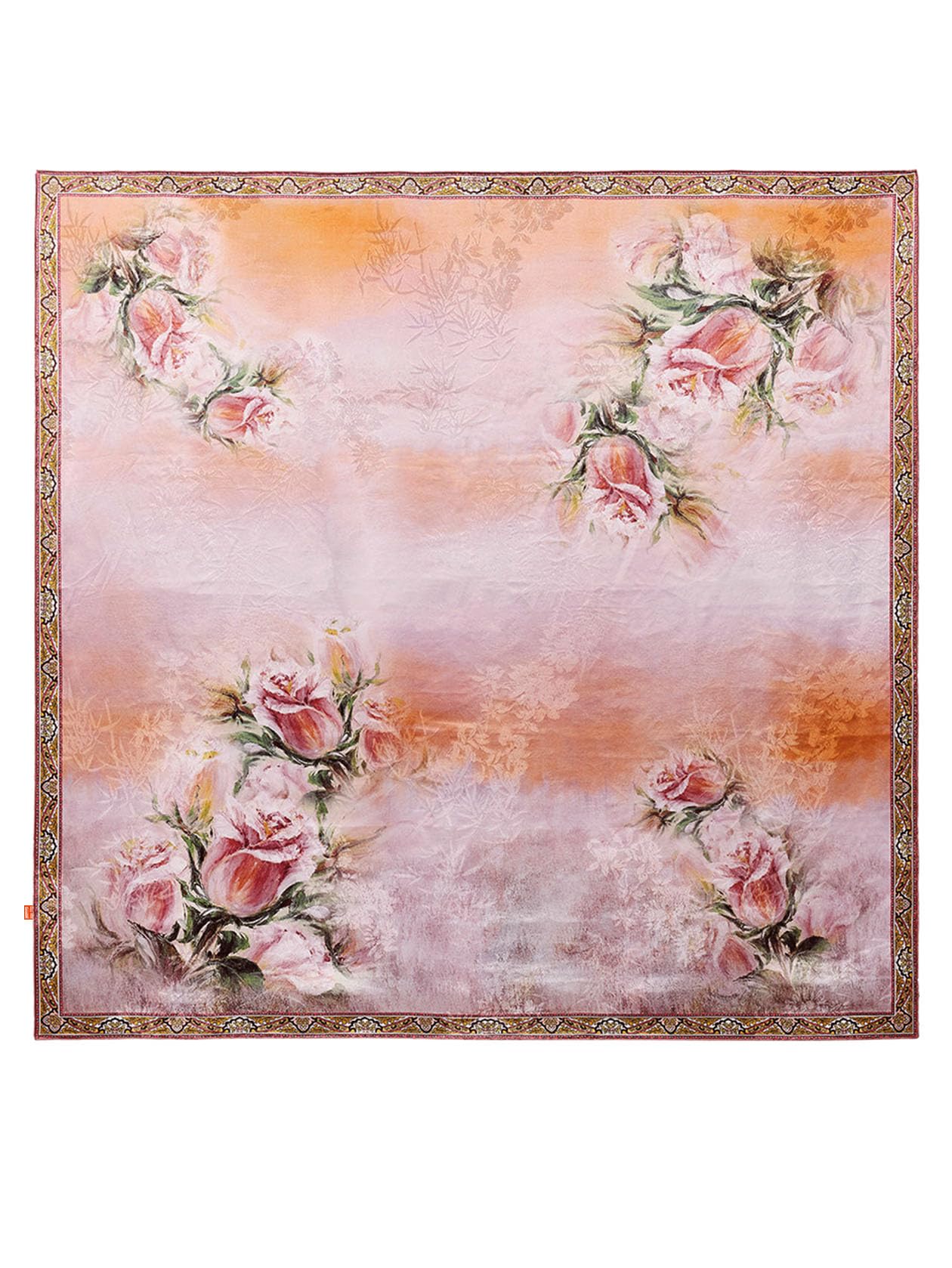 HangErFeng Bufanda de seda de doble cara con estampado de rosas Hua Luo Jacquard, pañuelo cuadrado para el pelo, pañuelo para la cabeza, 104 cm 1630