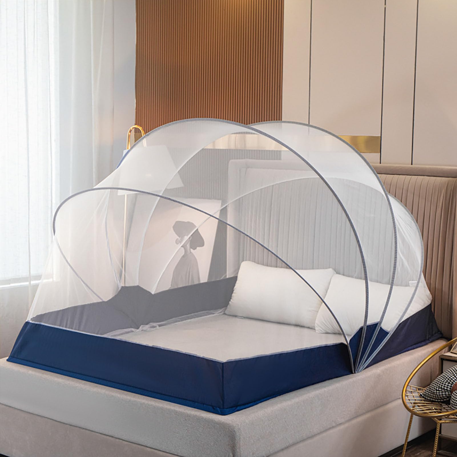 Moustiquaire pliante autoportante tente lit avec fond zippé