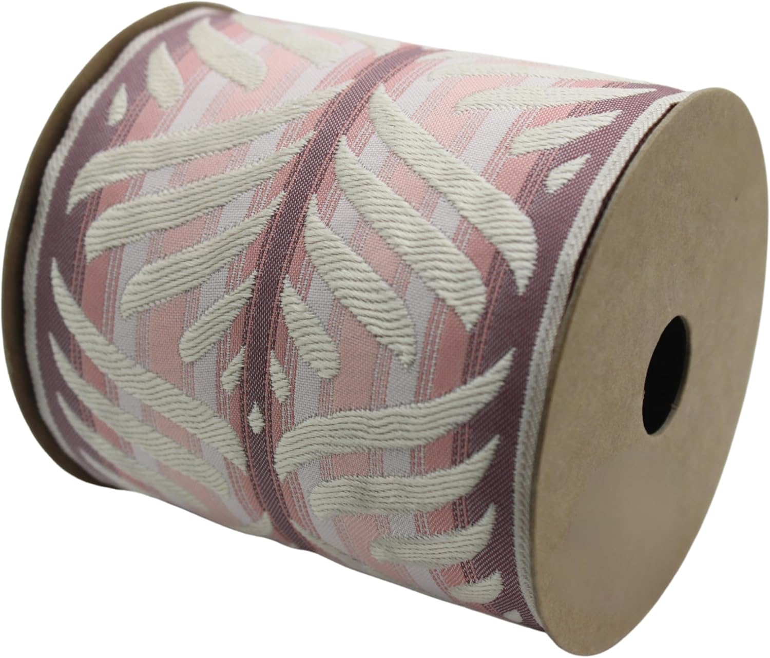 3.8 Yards Spool 3.9" Width Pink & Cream Leaf Drapery Trim Jacquard Ribbon for Your Drapes Curtains Drapery Banding Trim Tape V5 214