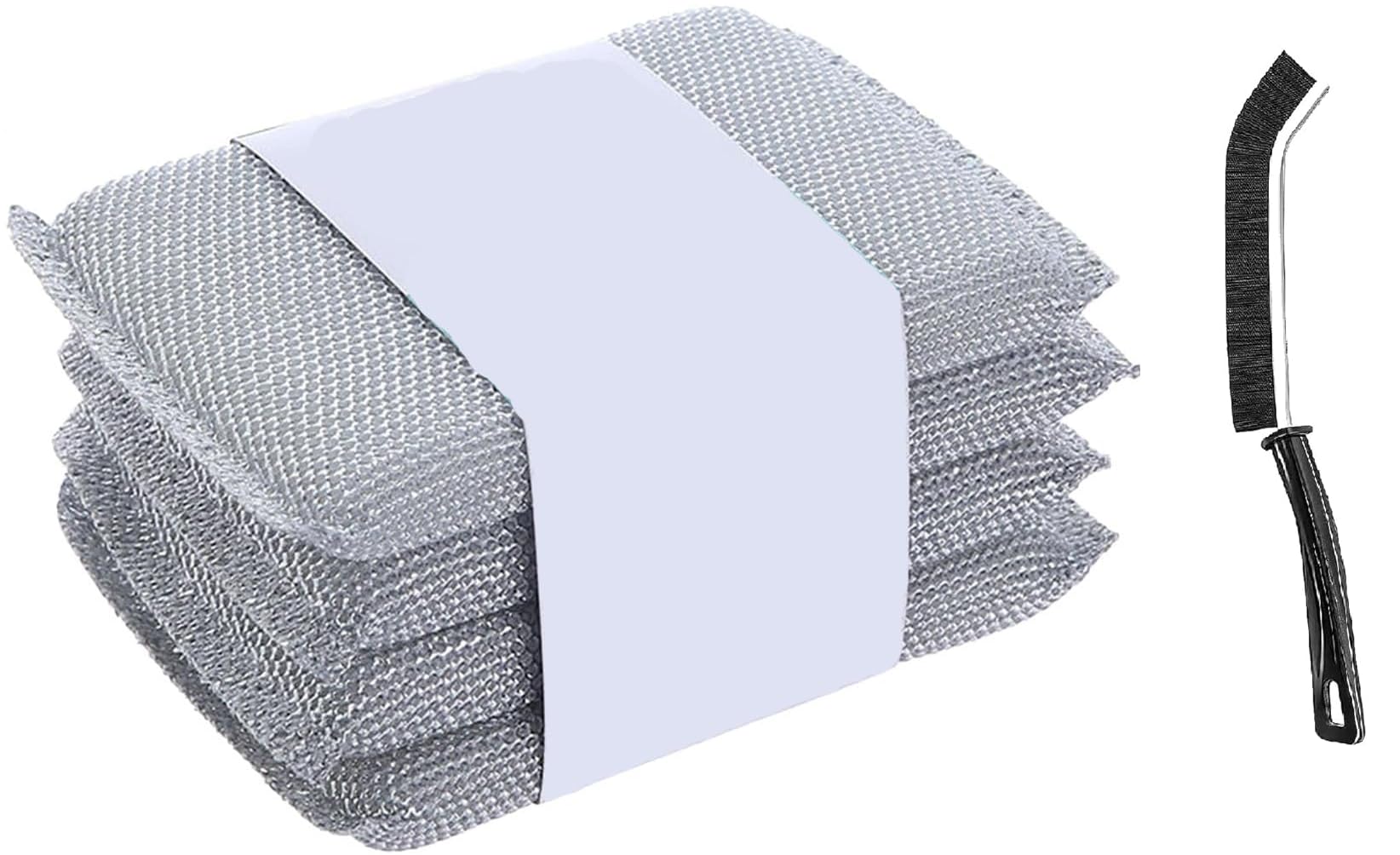 KESI ORNAMENTS Multipurpose Kitchen Scrubbing Sponges Heavy Duty Non-Scratch Scrubbing Cleaner Sponges Multi-Surface Non-Metal Dish Scouring Scrubbers for Fast Cleaning(Pack of 6,Silver+gap brush)