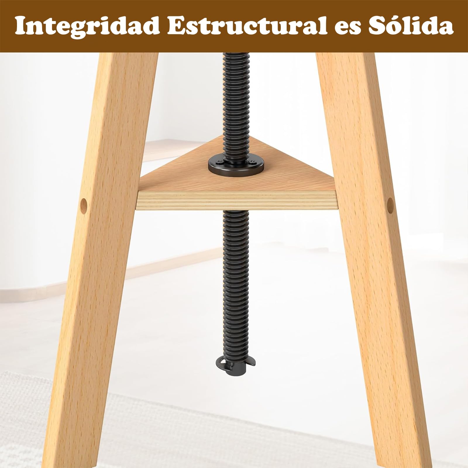 Taburete de dibujo de madera de haya, taburete giratorio, altura regulable, color madera natural