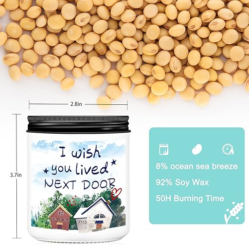 Miniatura 5 de Best Friends - Regalos para mujeres, vela con texto en inglés "I Wish You Lived Next Door", regalo de cumpleaños de amistad para hermana, mamá,