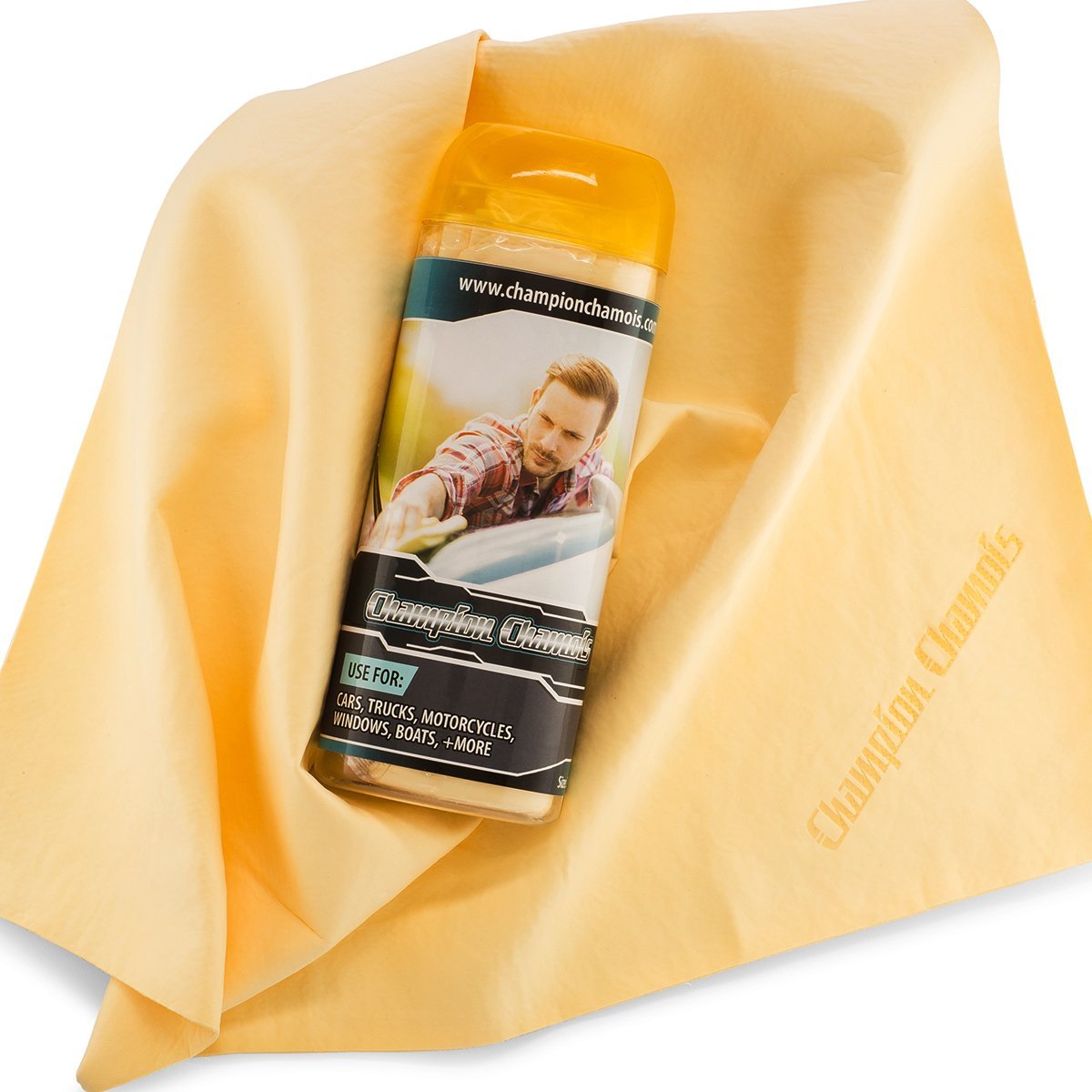 Champion ChamoisPremium Synthetic Drying Chamois Cloth for Car | Ultra Absorbent, Scratch Free, Washable Shammy | 26" x 17" (Color: Natural)