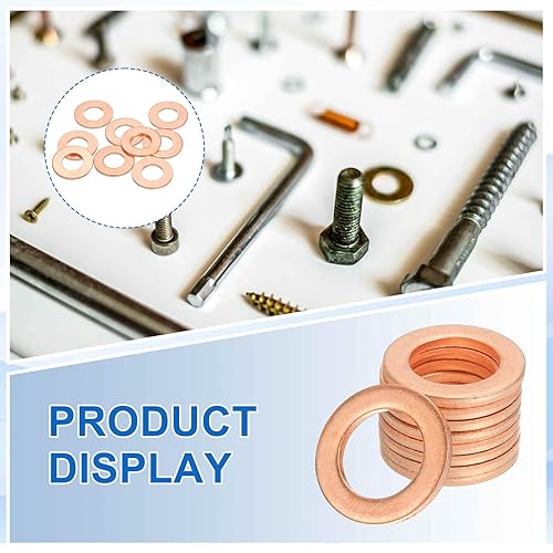 Miniatura 3 de MECCANIXITY 9Pcs Arandela Plana, Juego de Arandelas de Cobre M10, Anillo de Sellado de Cobre, Arandela de Aplastamiento, 10mm ID, 20mm OD, 1.5mm de