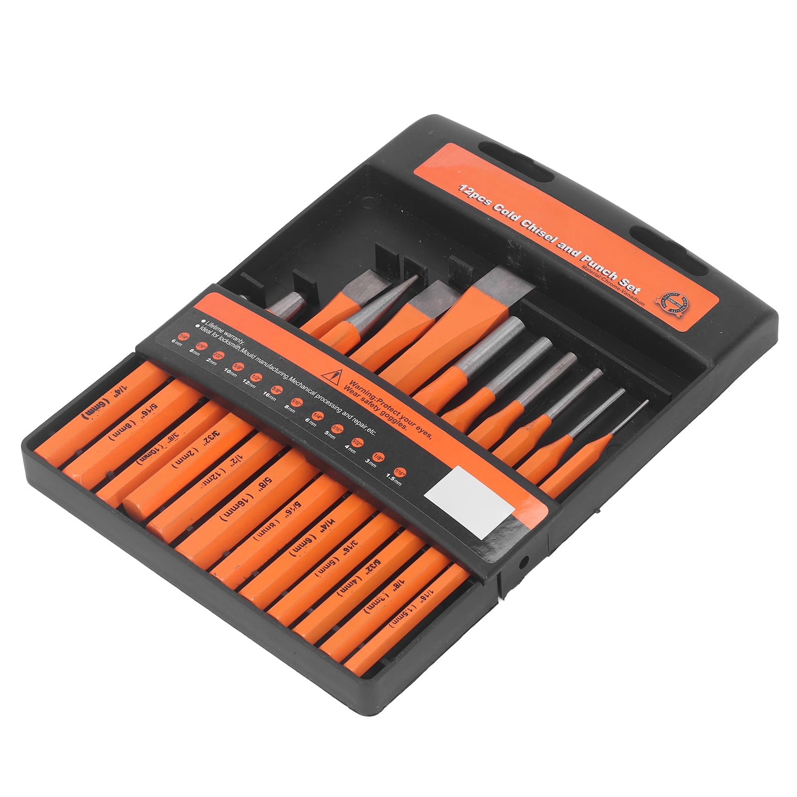 Set di scalpelli per punzonatura 12 pezzi Acciaio al cromo vanadio premium Maniglia ergonomica durevole Impugnatura antiscivolo per la lavorazione del legno Lavorazione della
