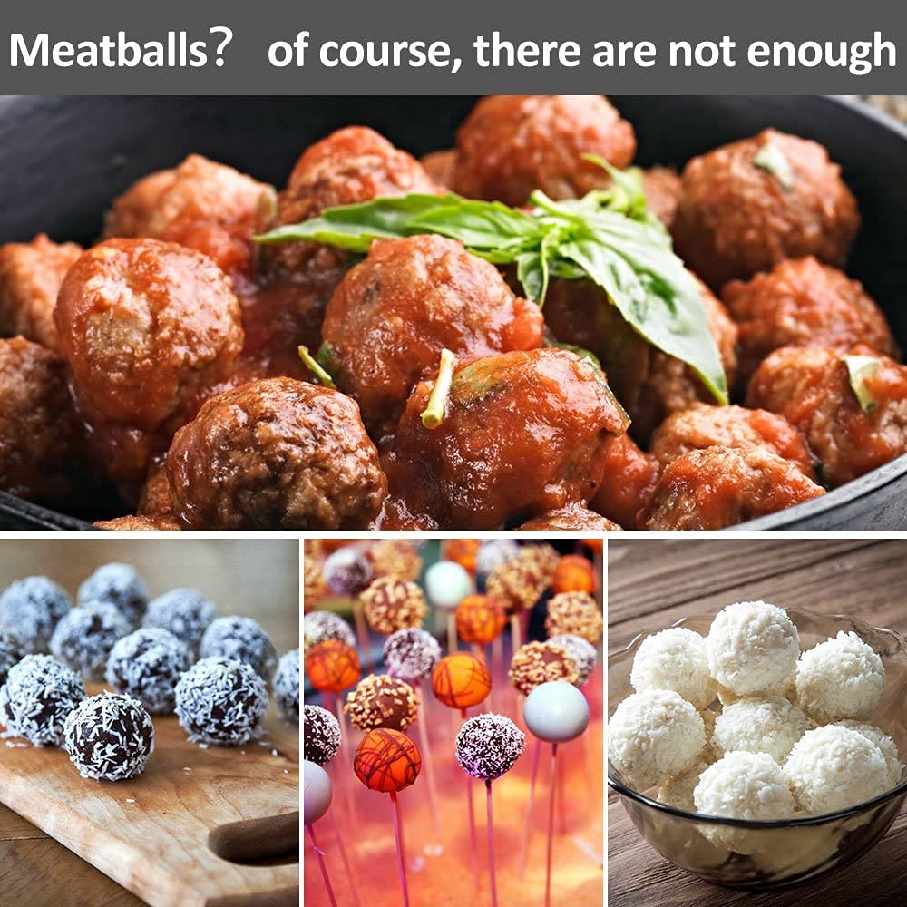 Styxon/Meat Ball Maker Tools Dough Meatball Scoop Non Stick Stainless Steel for Rice Meat Cookie Making - (Silver) 4