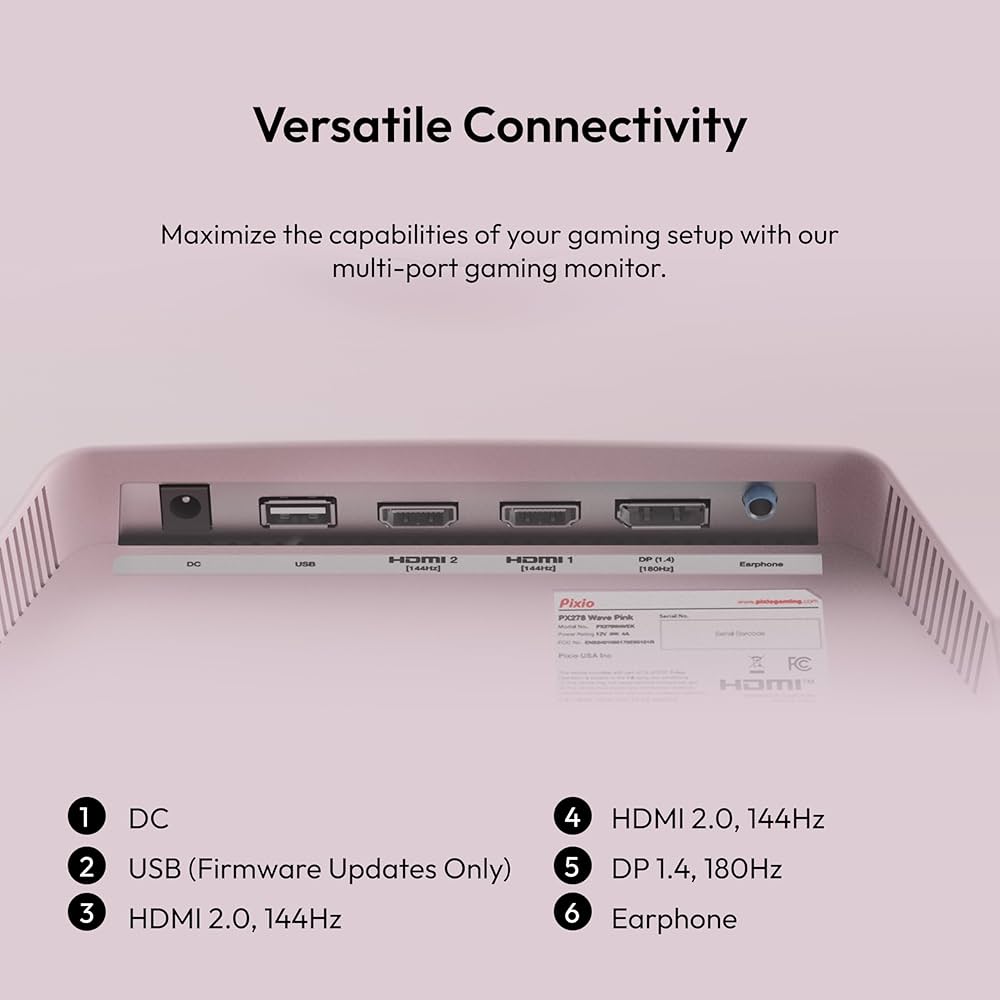 Amazon.com: Pixio PX278 Wave Pink 27 inch 180Hz Refresh Rate