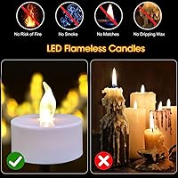 Vista 5 de Velas de luz LED a pilas, juego de 24, realistas y brillantes titilantes, duraderas 200 horas, operadas con pilas, sin llama, velas de luz LED