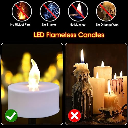 Miniatura 10 de Paquete de 12 velas LED sin llama con temporizador que funciona con pilas, 6 horas integradas, 6 horas de encendido y 18 horas de apagado en ciclo
